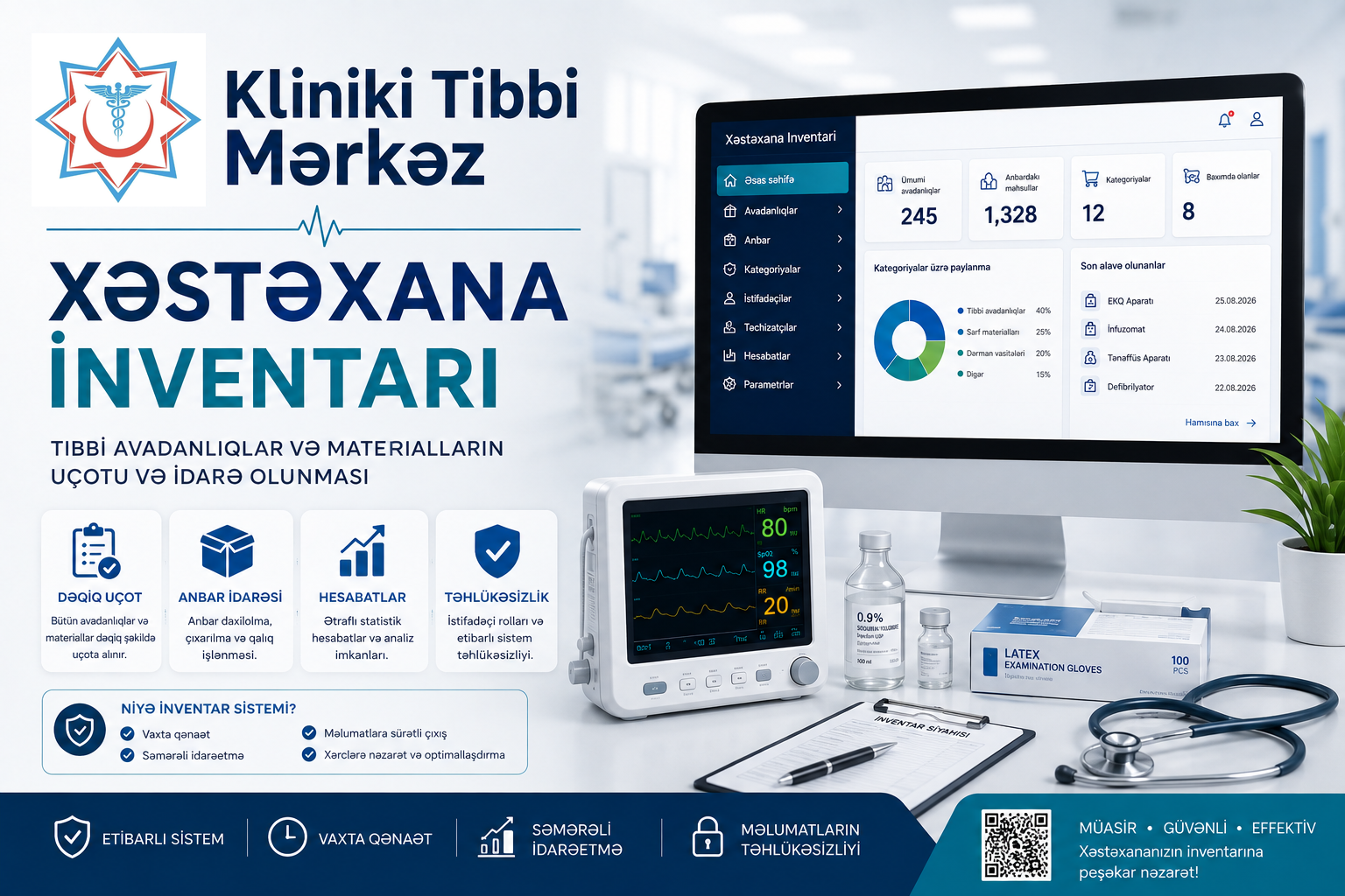Kliniki Tibbi Mərkəz Xəstəxana İnventarı sisteminin təqdimat görünüşü